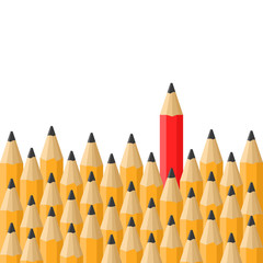 Background with Classic Orange and Red Pencils. Vector