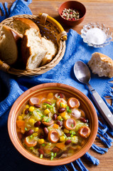 Soup with vegetables and sausages