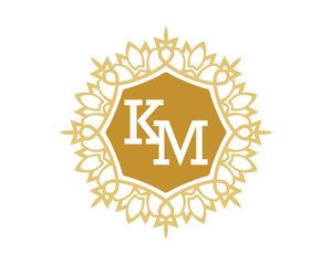 KM initial royal letter logo