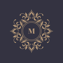 Floral monograms. Graphic design pages, business sign, boutiques, cafes, hotels.