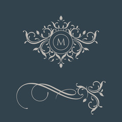 Floral monogram and border. Сlassical elements.