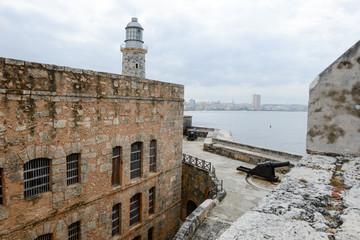 Fototapeta na wymiar El Morro fortress with the city of Havana in the background