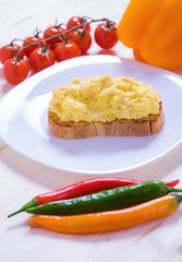 English style scrambled eggs on toast
