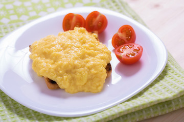 French style scrambled eggs on toast
