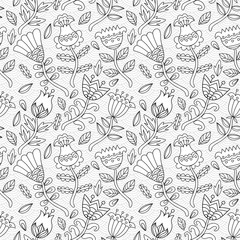 Decorative seamless background pattern with contour drawing of f