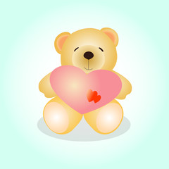 Cute teddy bear with pink heart 