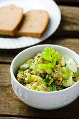 Salad with cod liver