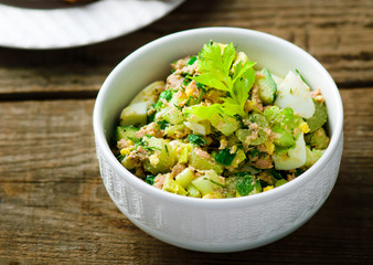 Salad with cod liver
