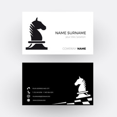 Vector Abstract Chess with horse background. Business card - obrazy, fototapety, plakaty