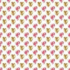 Retro seamless pattern with sparkle glitter hearts background