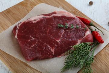 Raw ribeye steak