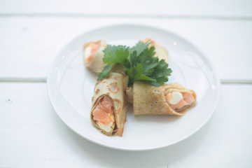 delicious juicy snack. Tasty cooked food always brings joy and pleasure . Satisfy your hunger will help in the form of snacks and sandwiches stuffed pancakes .