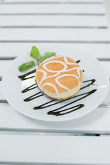 donut , mint and cream. tasty and juicy dessert cakes will delight any gourmet . sweet and delicate flavor , mild flavor.