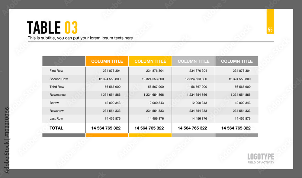 Sticker Five Columns Table Slide