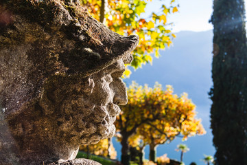 Statue in the park of Villa Balbianello in Lenno, Lake Como, Italy