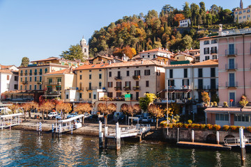 View of Bellagio town. Lake and mountains. Como Lake, Italy.