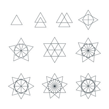 triangle contour various sacred geometry set.