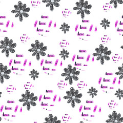 pattern flower black Watercolor painting. Can be used for postcards, prints and design      