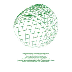 Wireframe Design Element. 3D Sphere