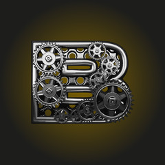 b vector letter with gears