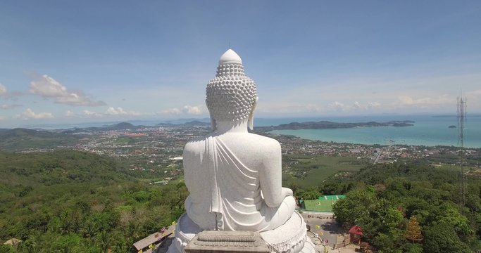 Aerial shot of big Buddha in Phuket, Thailand
