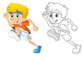 Kids and sport - gymnastics - running - coloring page