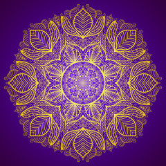 Elegant lace ornament with round gold mandala