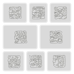 set of monochrome icons with American Indians relics dingbats characters for your design