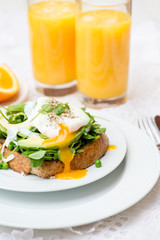 Healthy Breakfast with Wholemeal Bread Toast and Poached Egg