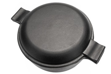 Modern Covered Classic Cast Iron Dutch Oven Or Pot Isolated