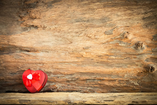 valentine heart on wood background