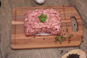Raw minced meat with pepper, garlic