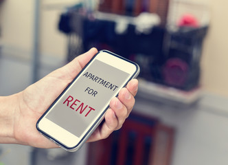 text apartment for rent in a smartphone