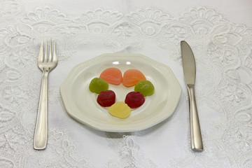 Candies on plate
