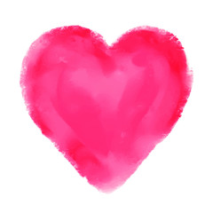 Watercolor red heart isolated on white background