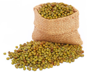 Mung bean in jute bag