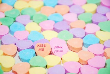 Fototapeta na wymiar Colorful Valentine's Day candy hearts