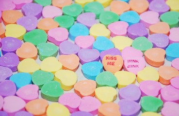 Fototapeta na wymiar Colorful Valentine's Day candy hearts