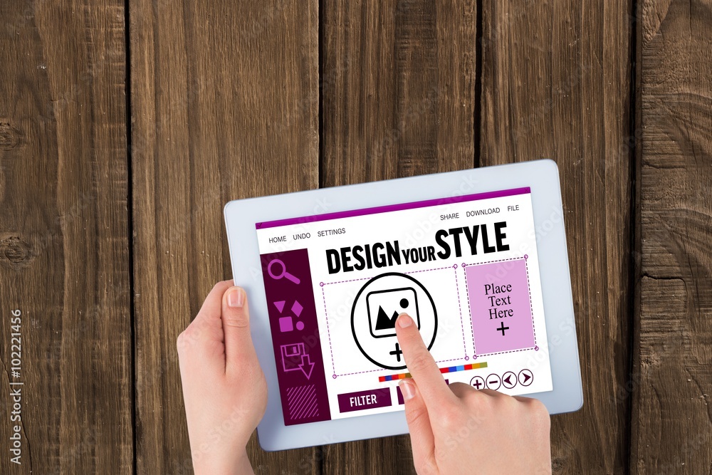 Poster composite image of designer interface