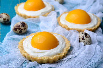 Easter Dessert, Tartlets with Cream and Apricot
