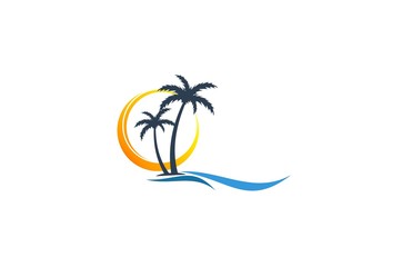 night moon beach holiday logo