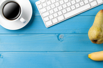 Büro Schreibtisch Hintergrund mit Kaffee Tasse