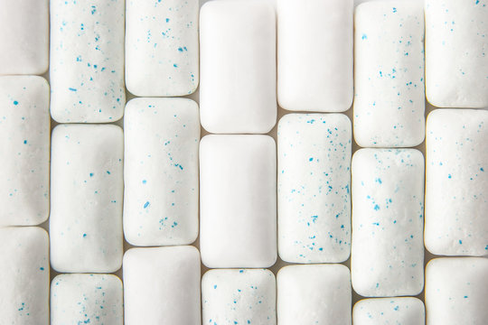Chewing gums background top view