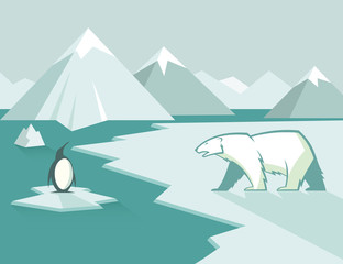 Polar bear and penguin