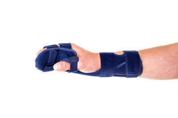 Man with Hand and Wrist Wrapped in Support Brace.