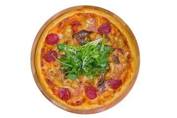 Pizza with four kinds of meat, isolated
