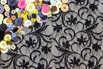 Buttons on Black lace