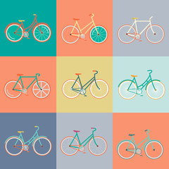 Modern flat illustration of retro bicycle