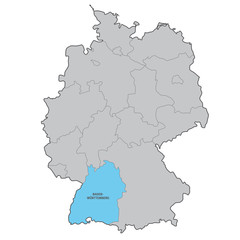 deutschland bundesland bawü karte vektor