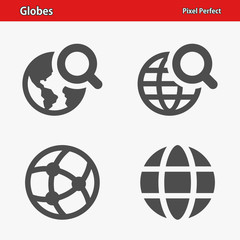 Globes Icons. Professional, pixel perfect icons optimized for both large and small resolutions. EPS 8 format.